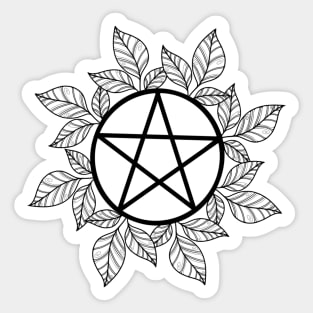 Black Leafy Pentagram Sticker